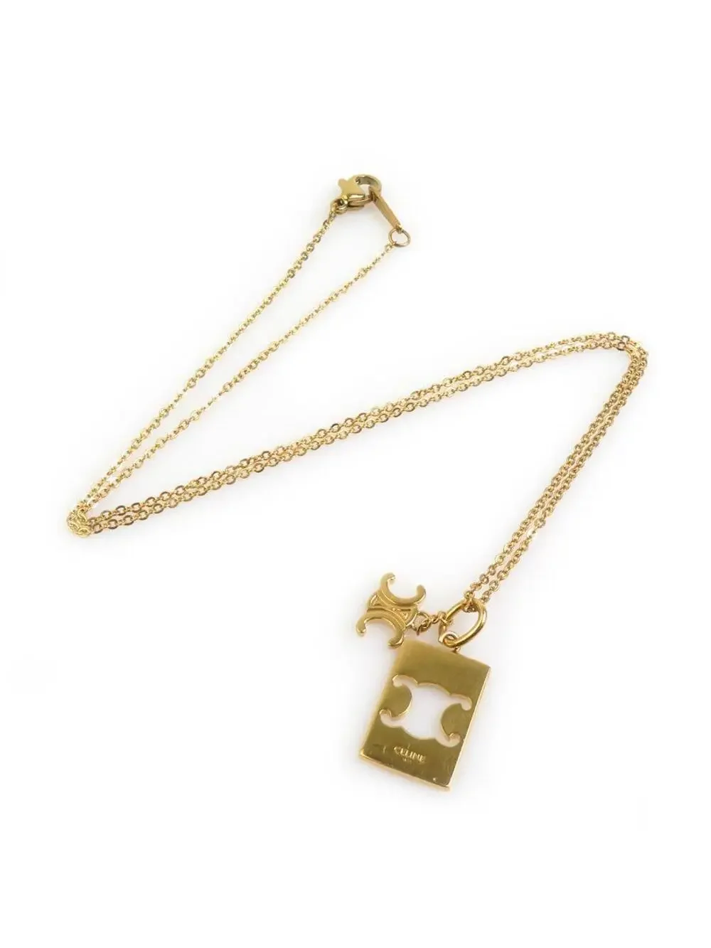 Auth Celine Triomphe Necklace Gold #303001C32B